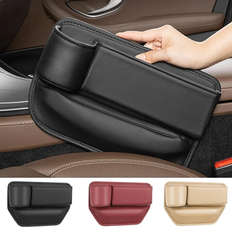 Car Seat Organizer with Cup Holder Textured Faux Leather Front Seat Storage Bag and Crevice Filler Interior Storage Bag Tools Car Seat Organizer with Cup Holder Textured Faux Leather Front Seat Storage Bag and Crevice Filler Interior Storage Bag Tools