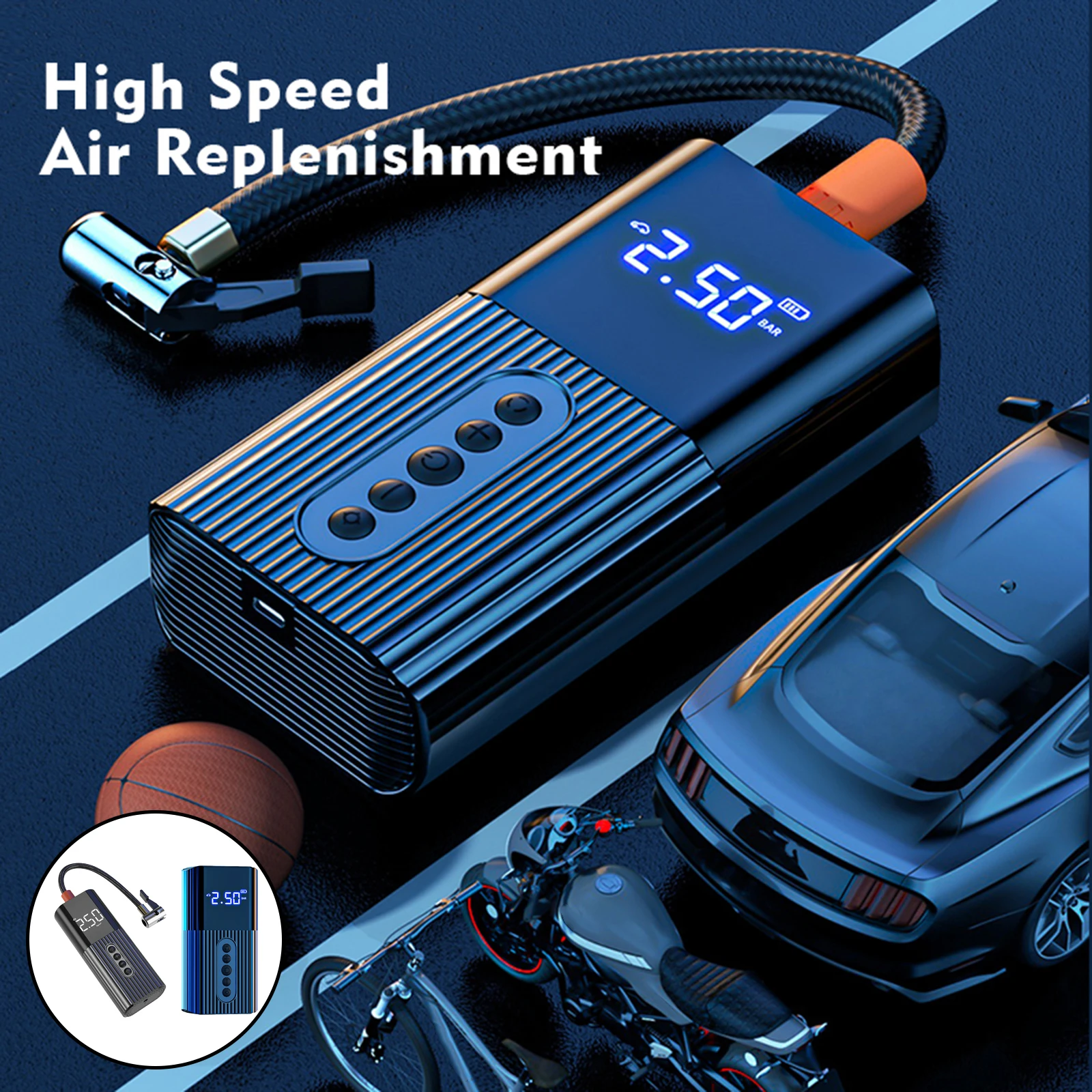 Portable Car Tyre Pump Electric USB Rechargeable for Car Tires Balls Portable Car Tyre Pump Electric USB Rechargeable for Car Tires Balls