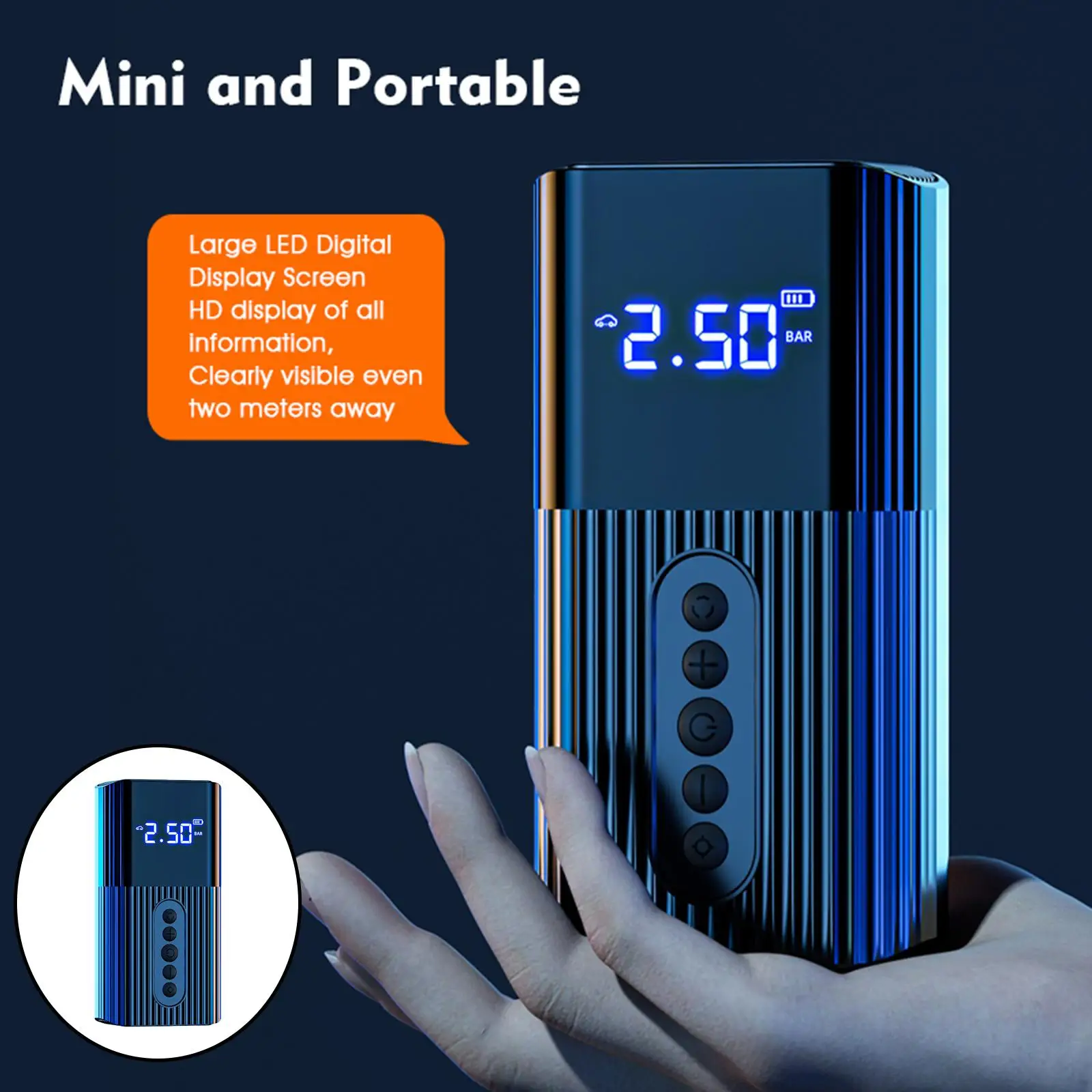 Portable Car Tyre Pump Electric USB Rechargeable for Car Tires Balls