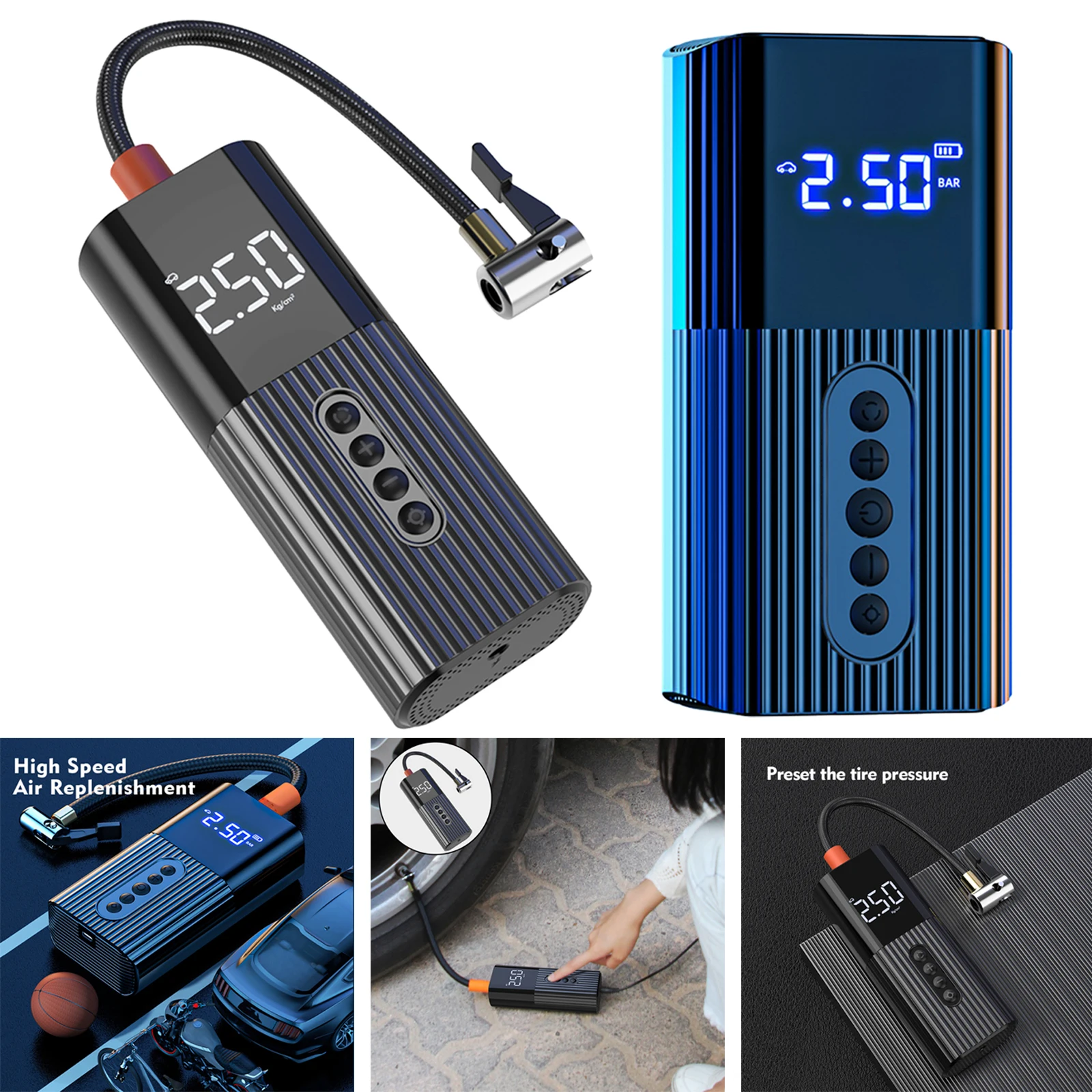 Portable Car Tyre Pump Electric USB Rechargeable for Car Tires Balls Portable Car Tyre Pump Electric USB Rechargeable for Car Tires Balls