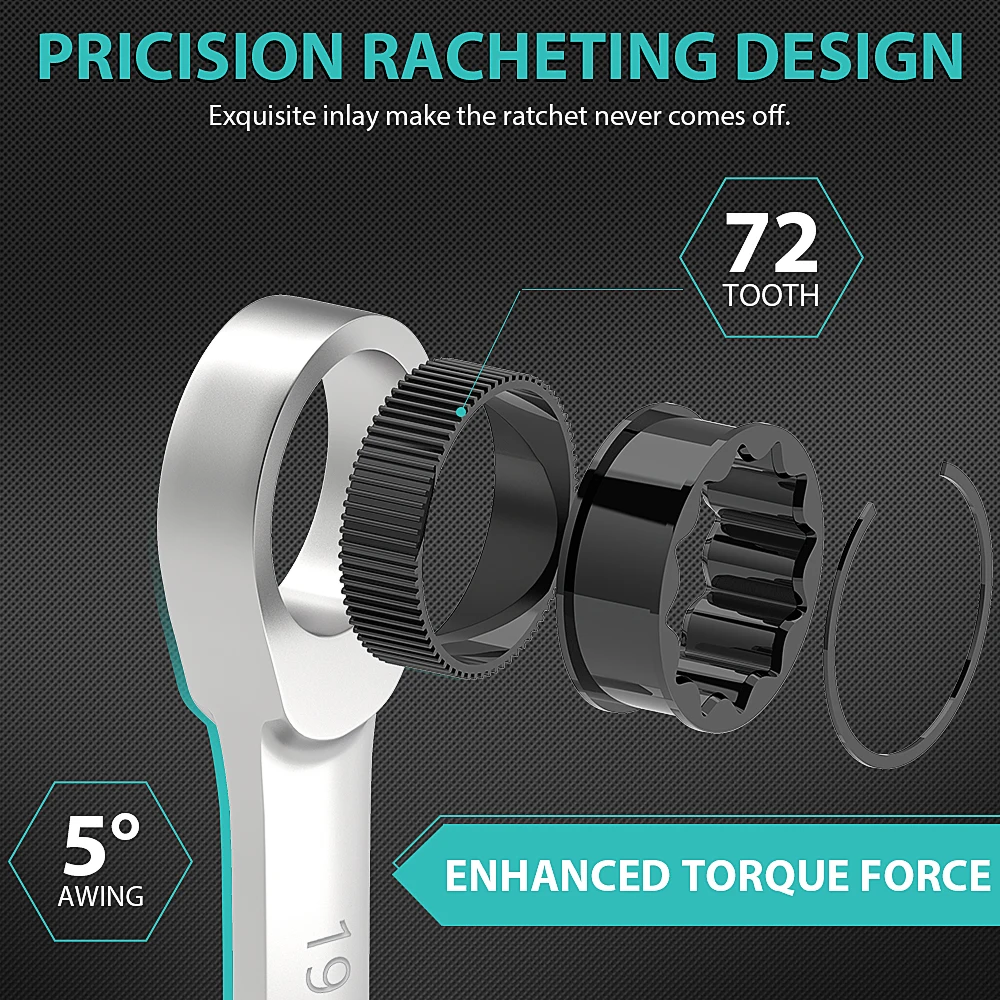 Key Ratchet Wrench Set 72 Tooth Gear Ring Torque Socket Wrench Set Metric Combination Ratchet Spanners Set Car Repair Tools Key Ratchet Wrench Set 72 Tooth Gear Ring Torque Socket Wrench Set Metric Combination Ratchet Spanners Set Car Repair Tools