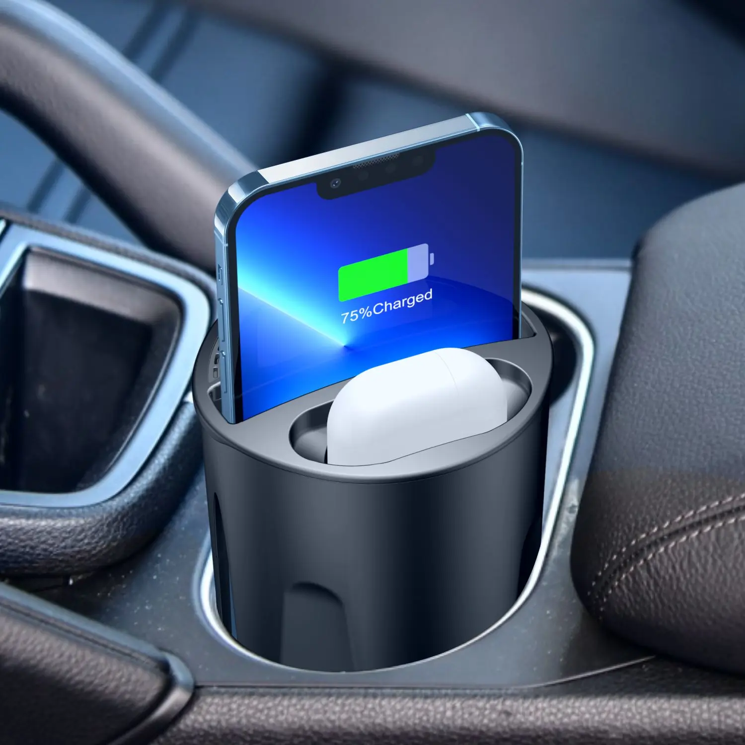 4 in 1 Multifunctional Car Wireless Charging Cup,15W Charging,Support Qi Phone Wireless Charging for iPhone Series for AirPods