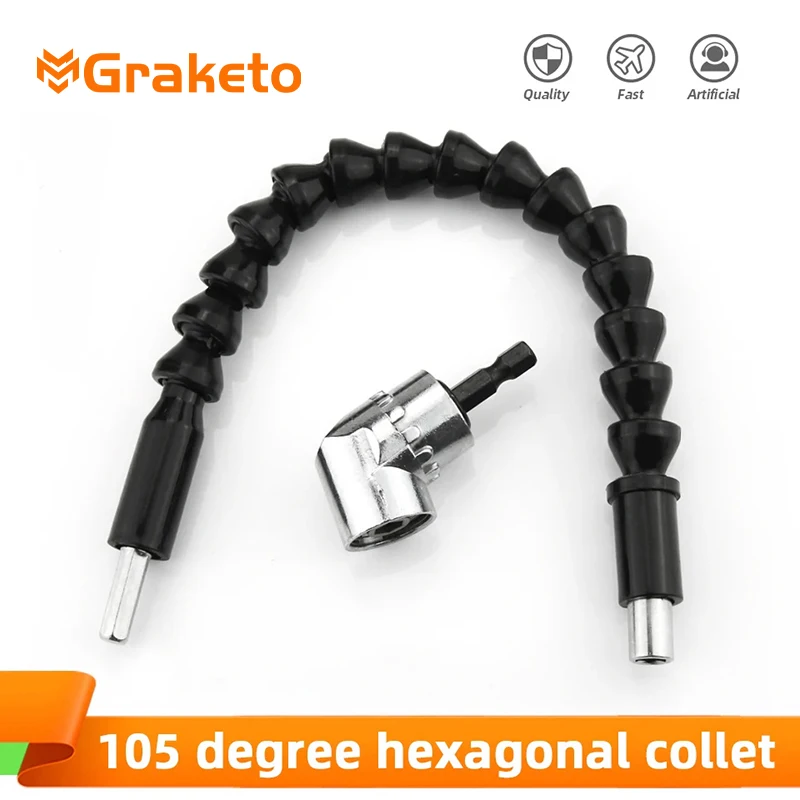 105 Degree Angle Drill Adapter Flexible Extension Shaft Screwdriver Hand Tool Joint 105 Degree Angle Drill Adapter Flexible Extension Shaft Screwdriver Hand Tool Joint