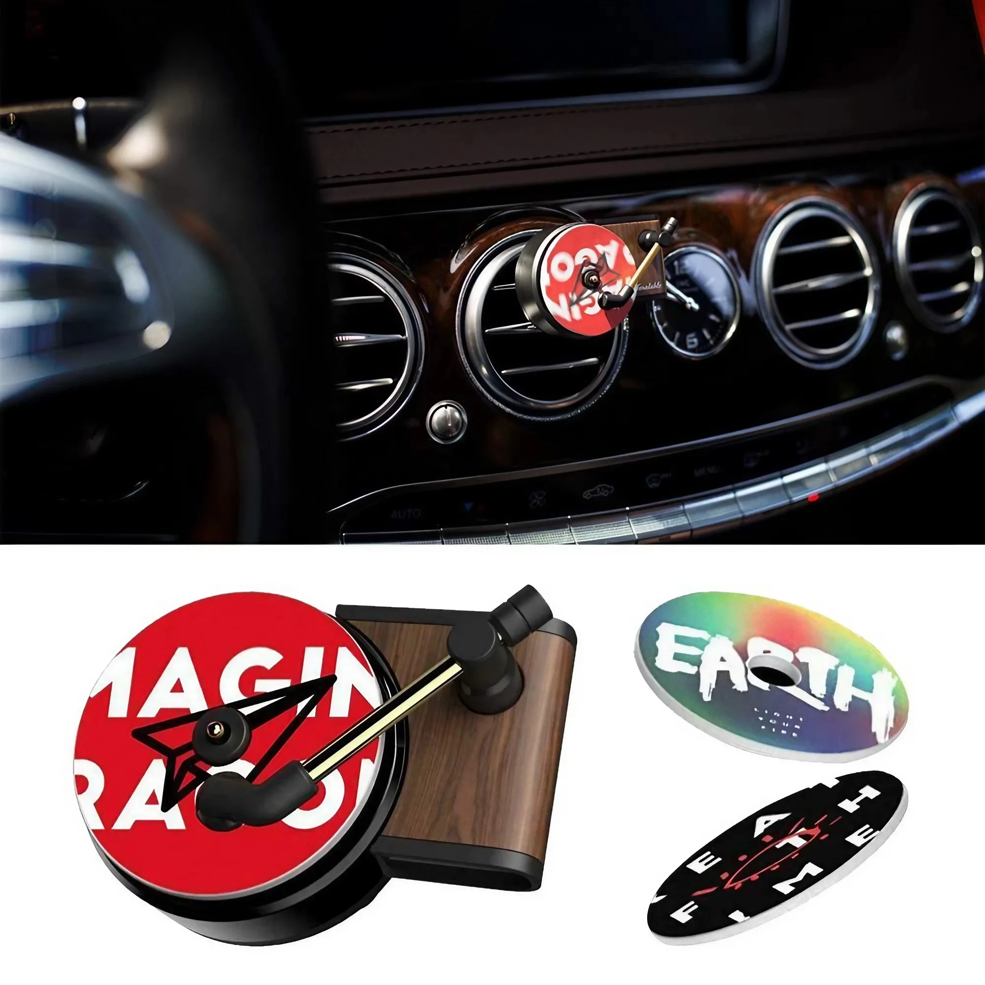 Car Air Freshener Turntable, Solid Perfume Vintage Record Player Aroma for Car Air Vent Decoration, 1 Set/2 Sets Car Air Freshener Turntable, Solid Perfume Vintage Record Player Aroma for Car Air Vent Decoration, 1 Set/2 Sets