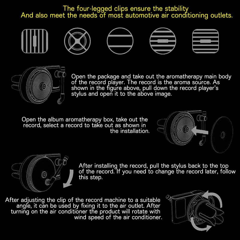 Car Air Freshener Turntable, Solid Perfume Vintage Record Player Aroma for Car Air Vent Decoration, 1 Set/2 Sets Car Air Freshener Turntable, Solid Perfume Vintage Record Player Aroma for Car Air Vent Decoration, 1 Set/2 Sets