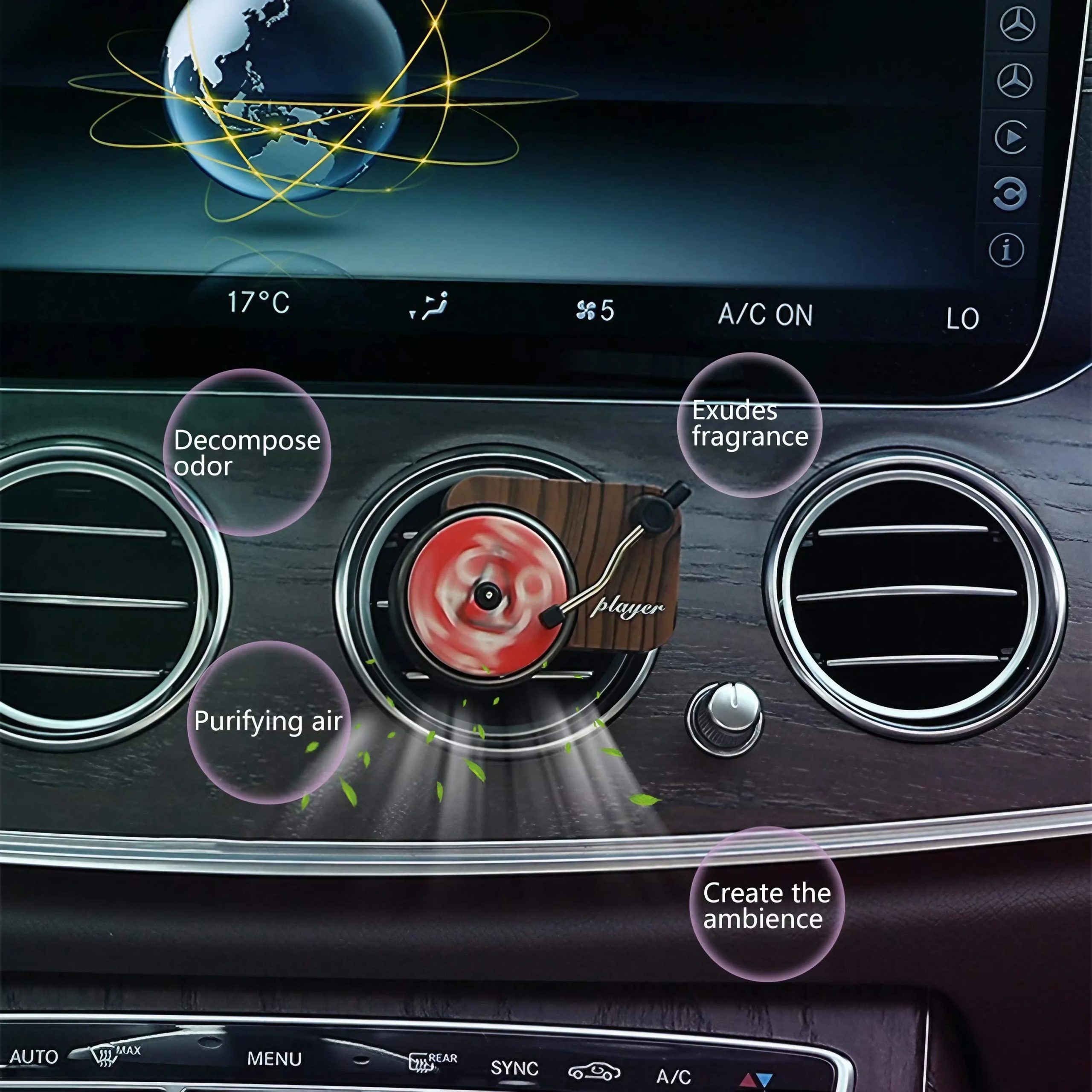 Car Air Freshener Turntable, Solid Perfume Vintage Record Player Aroma for Car Air Vent Decoration, 1 Set/2 Sets Car Air Freshener Turntable, Solid Perfume Vintage Record Player Aroma for Car Air Vent Decoration, 1 Set/2 Sets