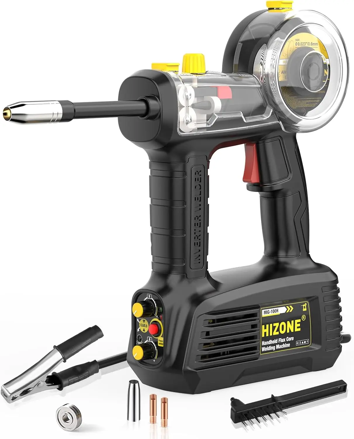 100A Handheld MIG Welder Machine 110V Portable Gasless Flux Core Welding Machine Hand Held Inverter Wire Feed Welder