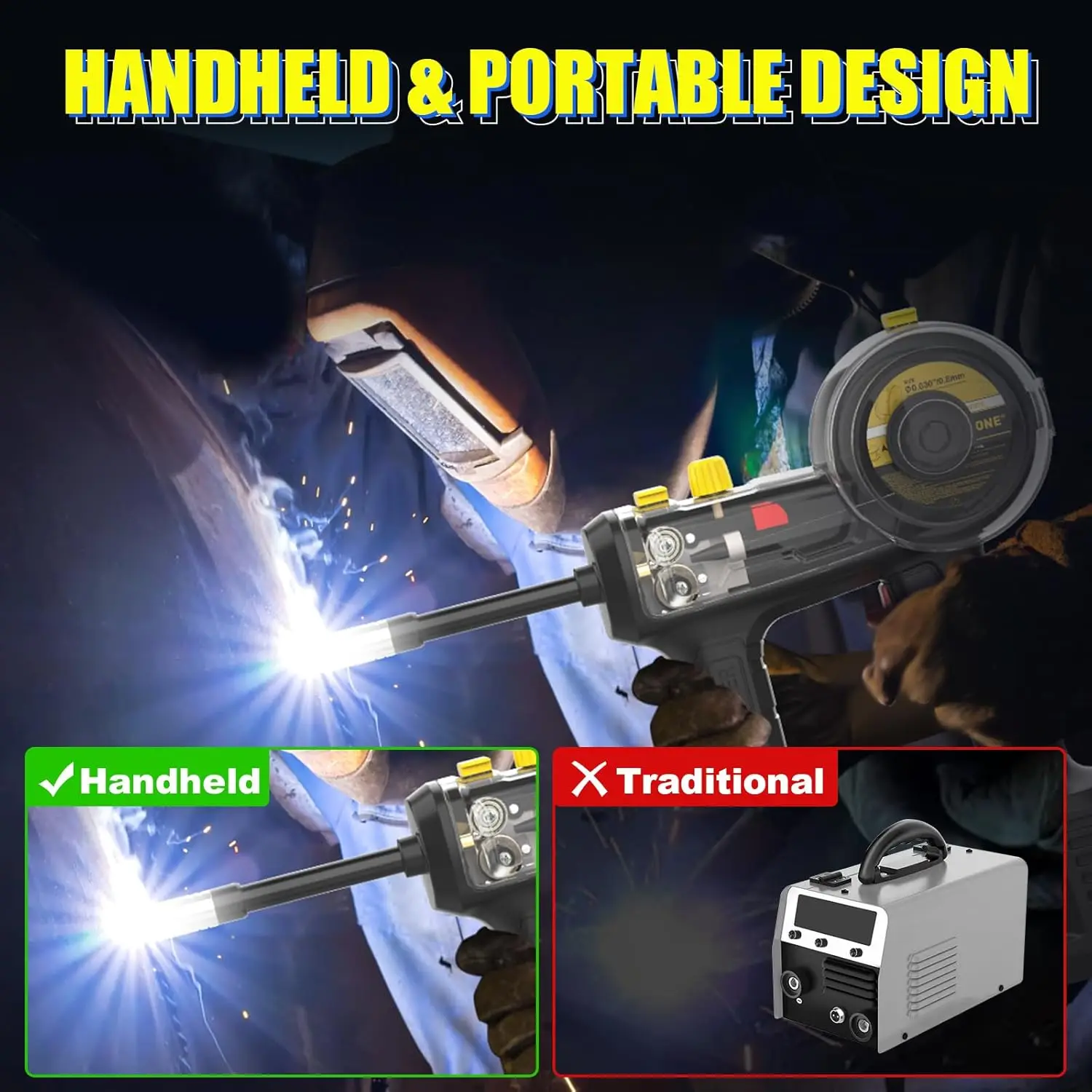 100A Handheld MIG Welder Machine 110V Portable Gasless Flux Core Welding Machine Hand Held Inverter Wire Feed Welder 100A Handheld MIG Welder Machine 110V Portable Gasless Flux Core Welding Machine Hand Held Inverter Wire Feed Welder