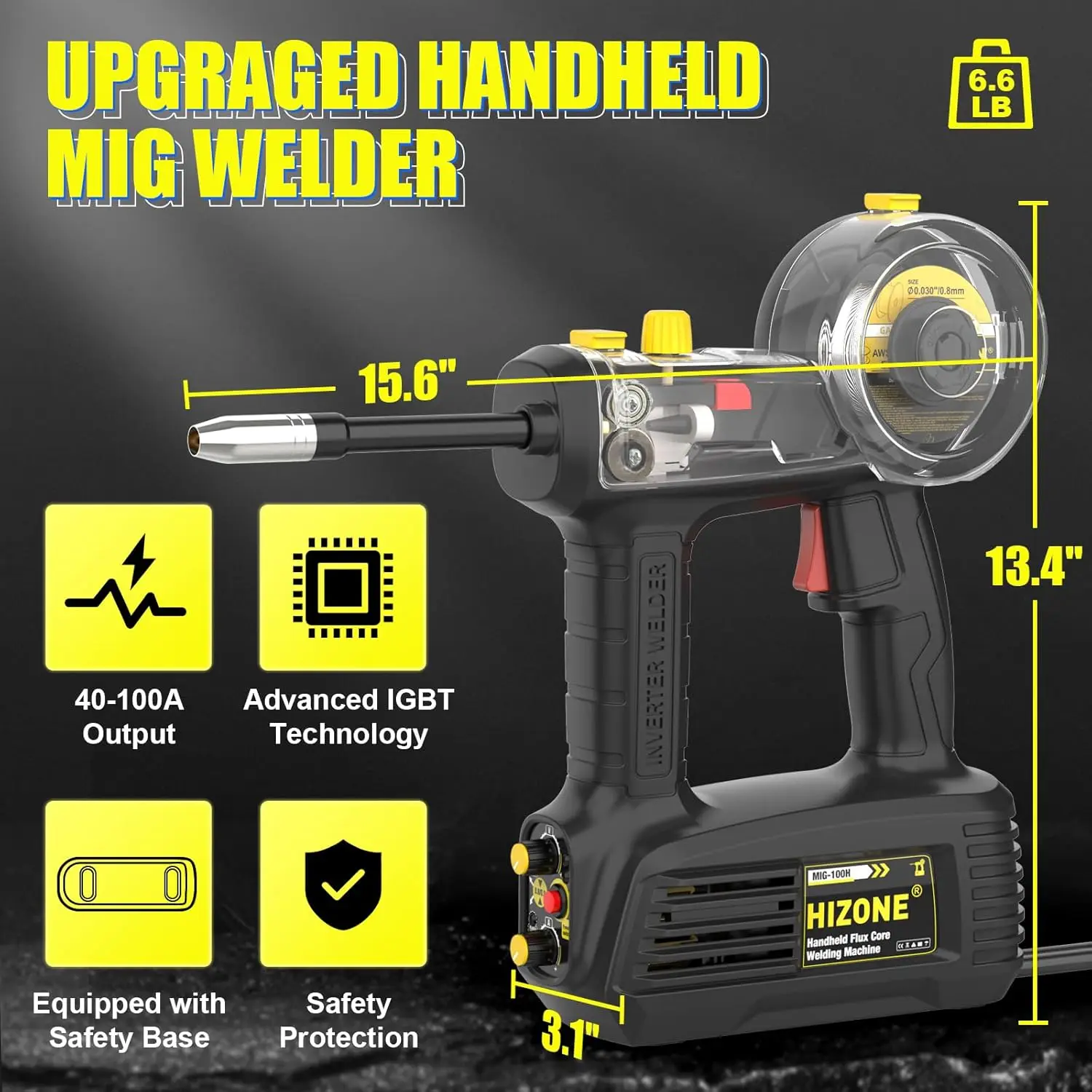 100A Handheld MIG Welder Machine 110V Portable Gasless Flux Core Welding Machine Hand Held Inverter Wire Feed Welder 100A Handheld MIG Welder Machine 110V Portable Gasless Flux Core Welding Machine Hand Held Inverter Wire Feed Welder