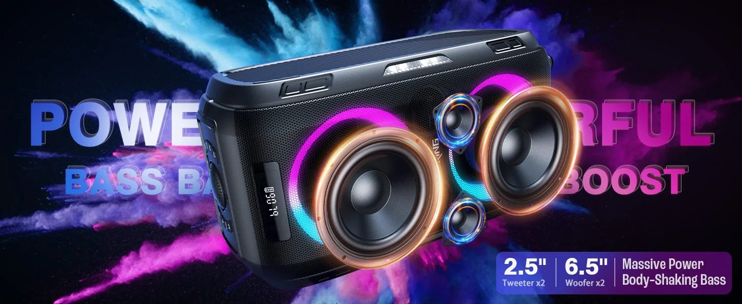 W-KING 250W PEAK Large Bluetooth Speaker Loudest/Massive 120dB/12 Custom Bass, V5.3 Big Party Boombox Portable Speaker Wireless W-KING 250W PEAK Large Bluetooth Speaker Loudest/Massive 120dB/12 Custom Bass, V5.3 Big Party Boombox Portable Speaker Wireless