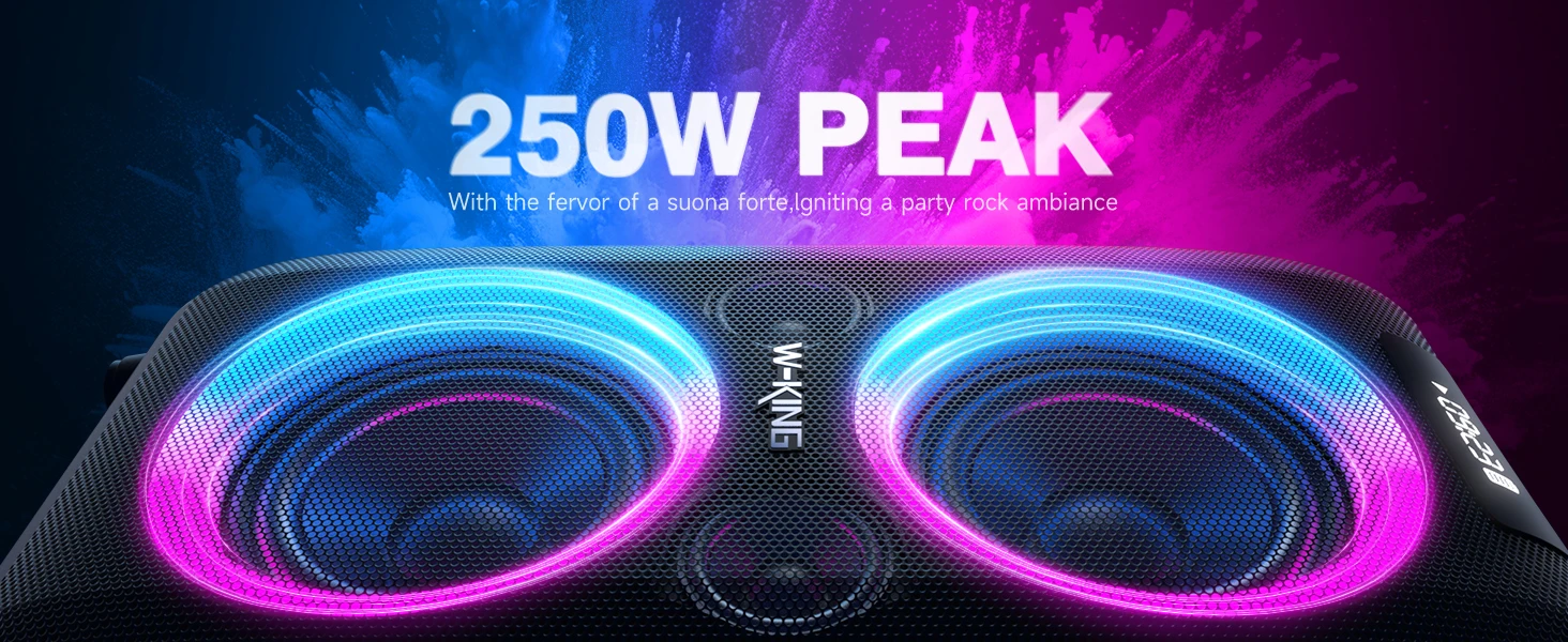 W-KING 250W PEAK Large Bluetooth Speaker Loudest/Massive 120dB/12 Custom Bass, V5.3 Big Party Boombox Portable Speaker Wireless W-KING 250W PEAK Large Bluetooth Speaker Loudest/Massive 120dB/12 Custom Bass, V5.3 Big Party Boombox Portable Speaker Wireless