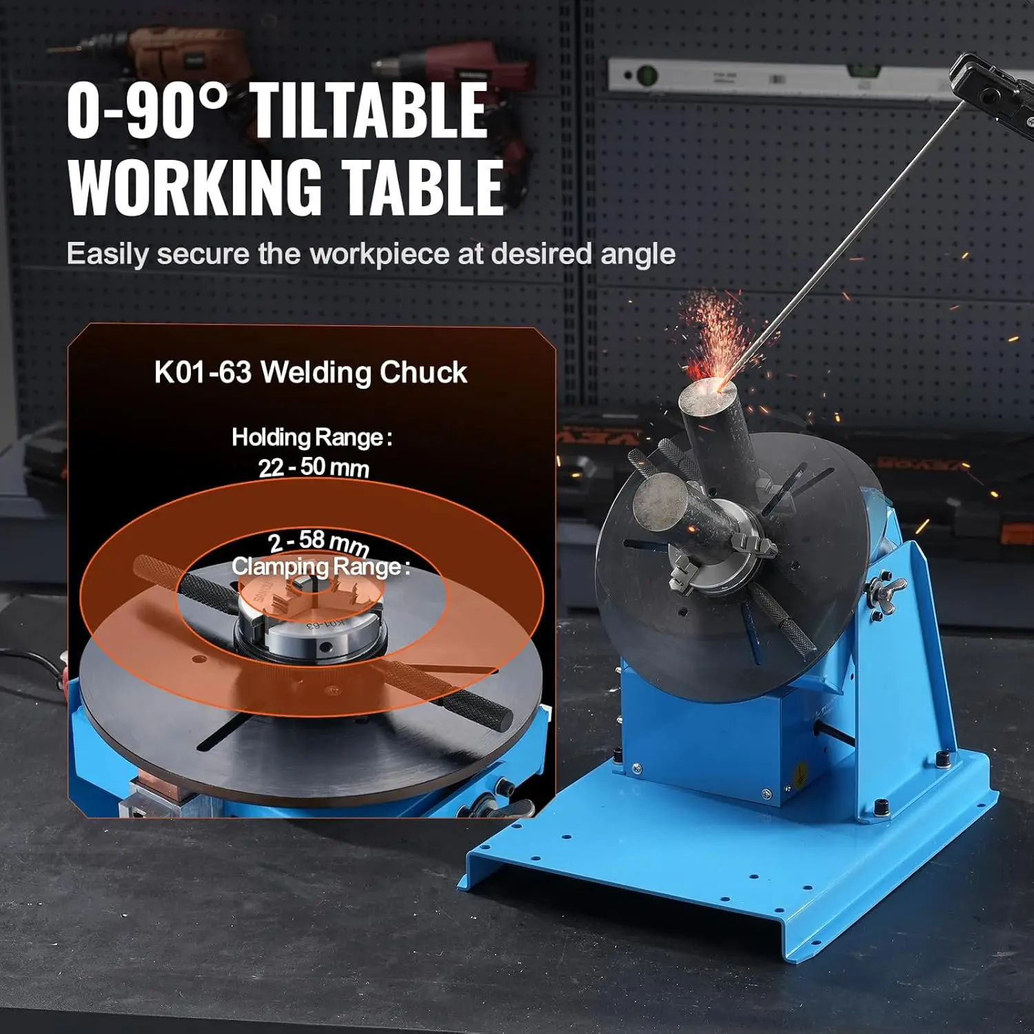 Rotary Welding Positioner 10KG, 0-90° Welding Positioning Turntable Table with 8.1 Inch 3-Jaw Lathe Chuck, 1-12 RPM 20W Portable Rotary Welding Positioner 10KG, 0-90° Welding Positioning Turntable Table with 8.1 Inch 3-Jaw Lathe Chuck, 1-12 RPM 20W Portable