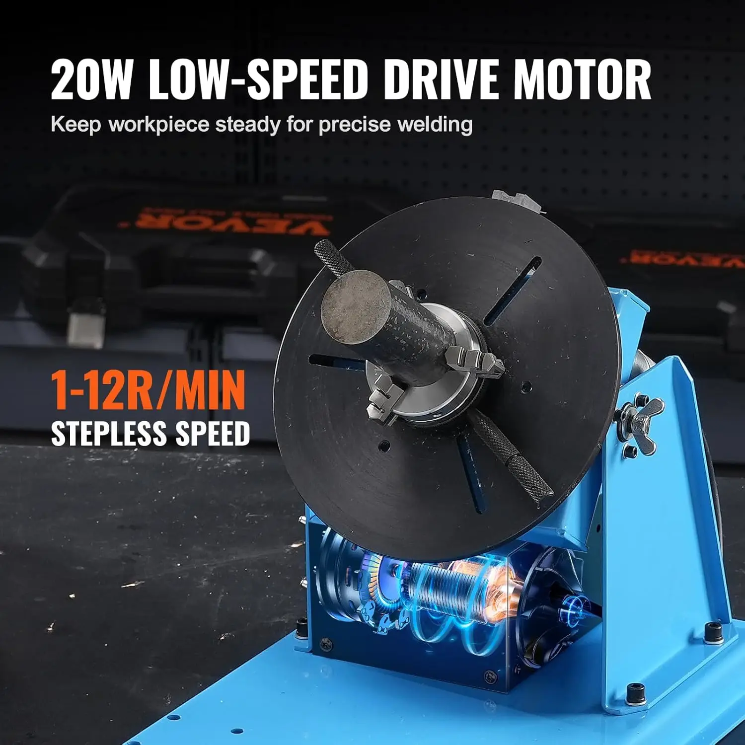 Rotary Welding Positioner 10KG, 0-90° Welding Positioning Turntable Table with 8.1 Inch 3-Jaw Lathe Chuck, 1-12 RPM 20W Portable Rotary Welding Positioner 10KG, 0-90° Welding Positioning Turntable Table with 8.1 Inch 3-Jaw Lathe Chuck, 1-12 RPM 20W Portable