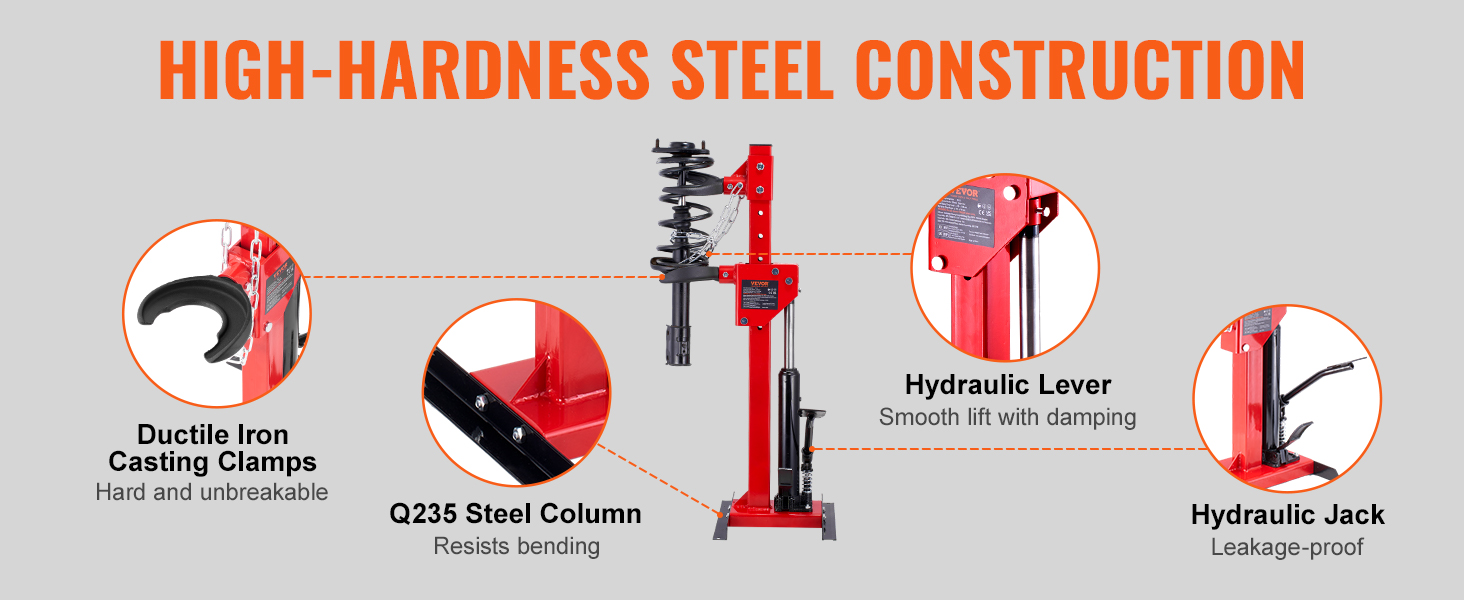 VEVOR Strut Spring Compressor 4.5 Ton / 9920 LBS Hydraulic Jack 1 Ton Rated Compression Force Auto Strut Coil Spring Compressor VEVOR Strut Spring Compressor 4.5 Ton / 9920 LBS Hydraulic Jack 1 Ton Rated Compression Force Auto Strut Coil Spring Compressor