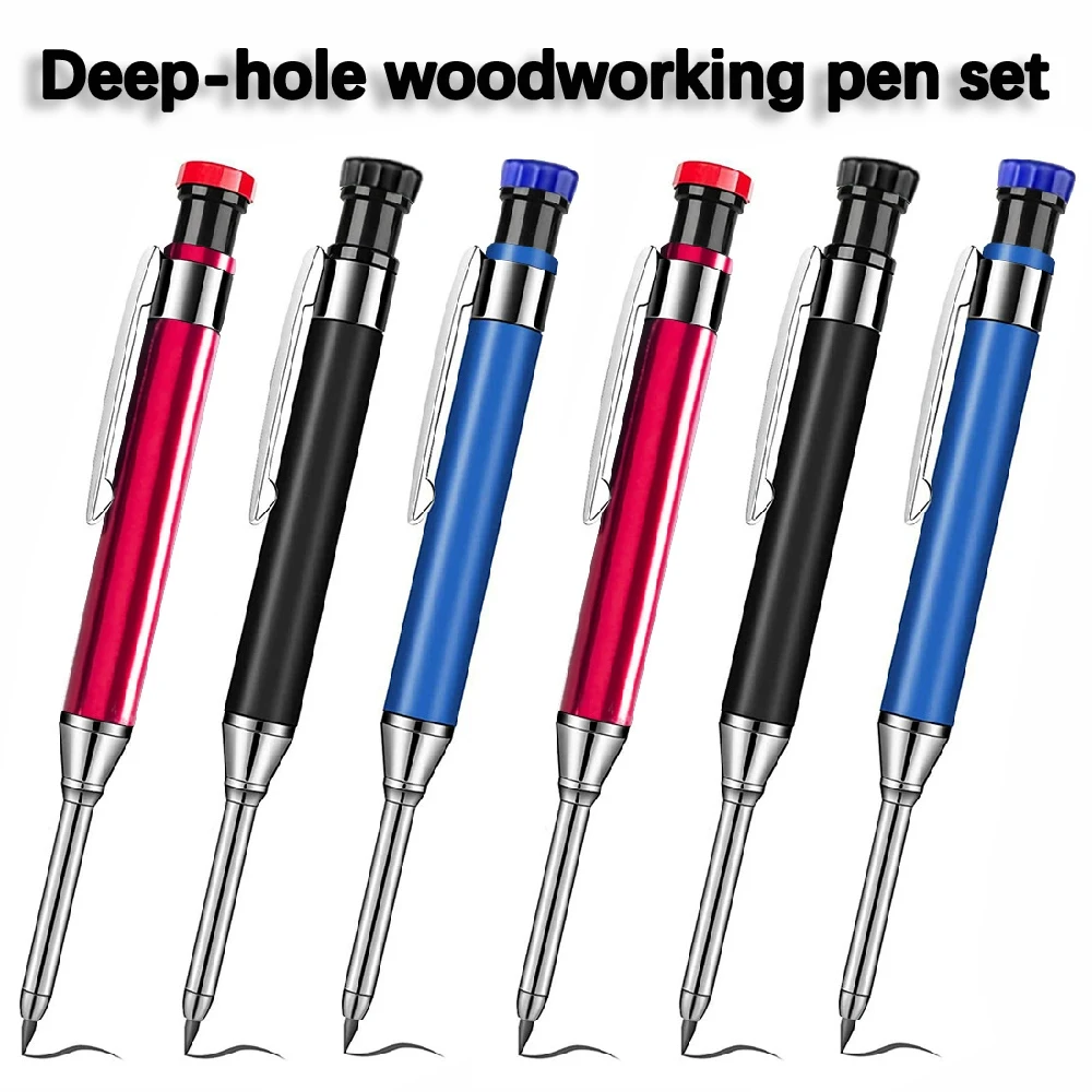 3pcs/set 2.8mm Metal Woodworking Pencil Deep-hole Marker Mechanical Pen Built-in Pencil Sharpener for Marking Tools Supplies 3pcs/set 2.8mm Metal Woodworking Pencil Deep-hole Marker Mechanical Pen Built-in Pencil Sharpener for Marking Tools Supplies